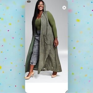 Bar III Sage Green Patterned Long Vest